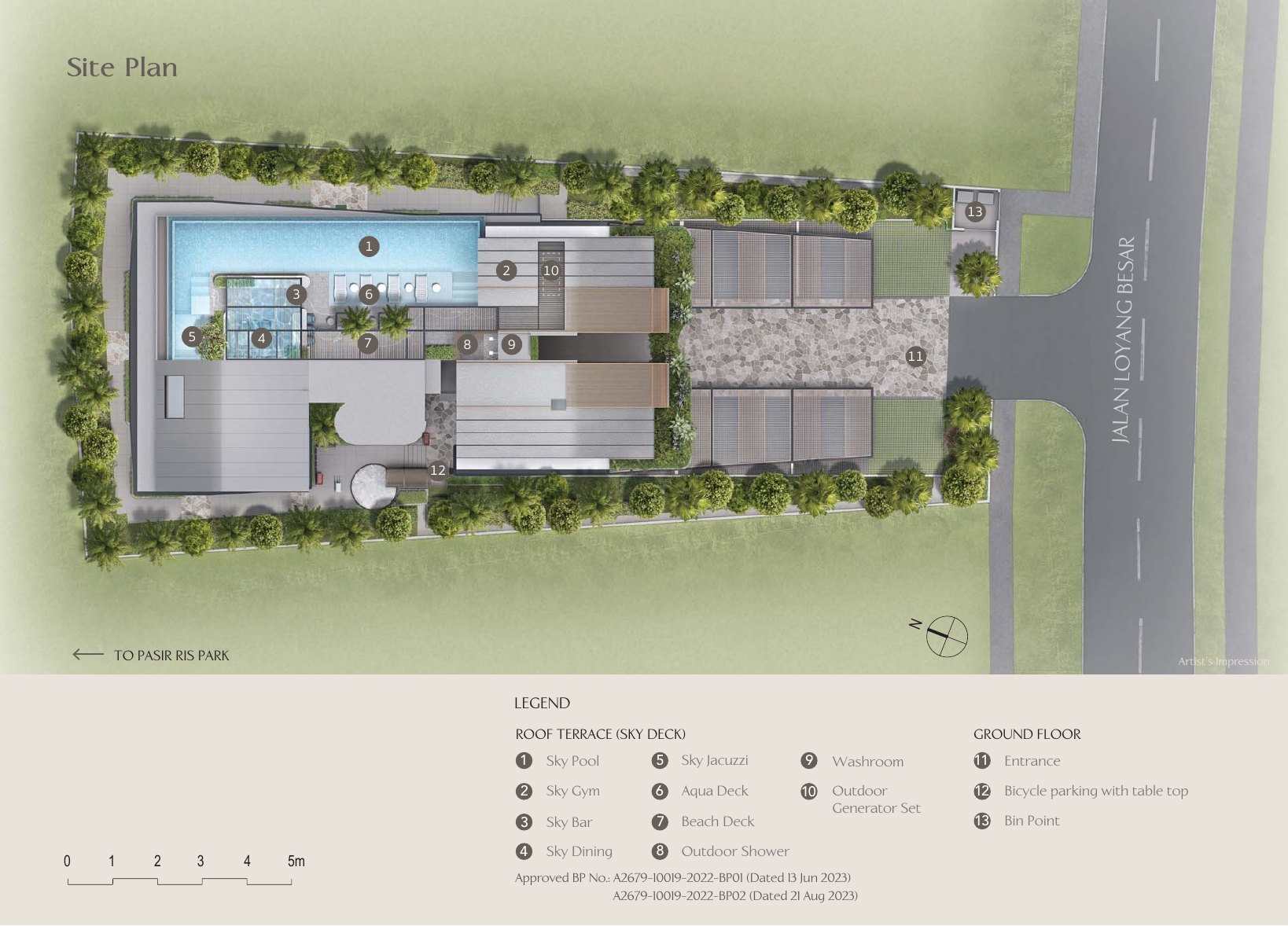 Site plan and facilities legend